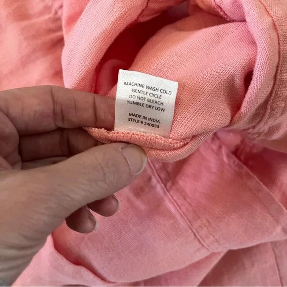 Ivy Jane Pink 100% Linen High Waisted Wide Leg Crop Pants - Size XL - Picture 7 of 10